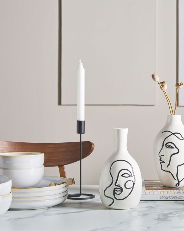Akrai keramik vase til blomster hvid 1 stk.