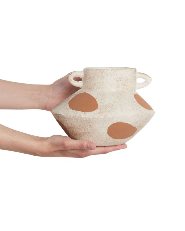 Alosidae keramik vase til blomster i lys beige, 1 stk.