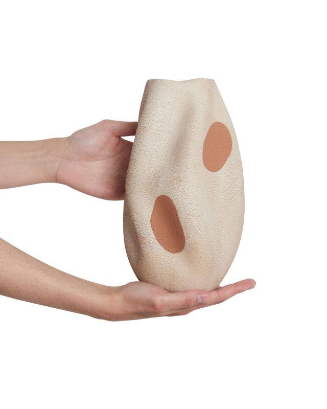Batoidea keramisk vase til blomster i lys beige, 1 stk.