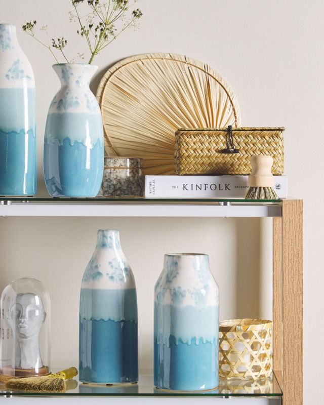Callipolis keramik vase til blomster i blå, 1 stk.