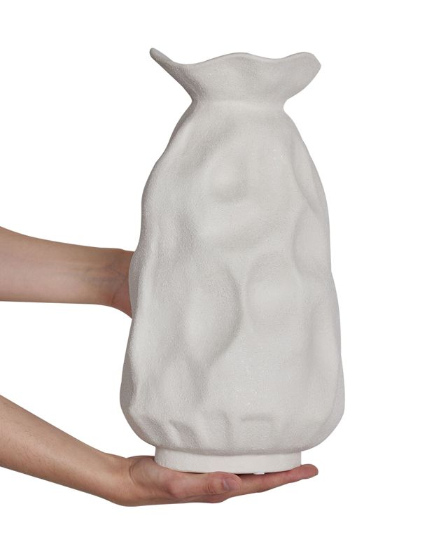 Cattail vase i keramik i knækket hvid – 1 stk.