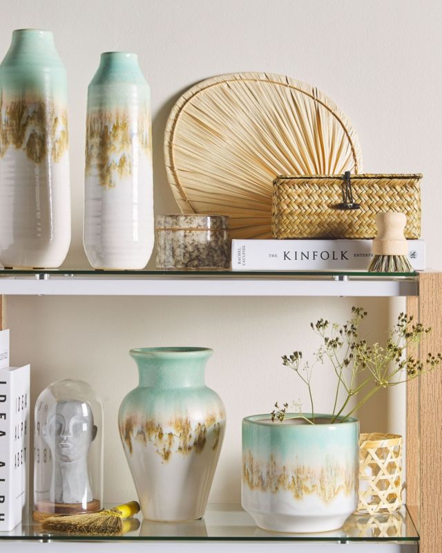 Cyme keramik vase i mintgrøn til blomster, 1 stk.