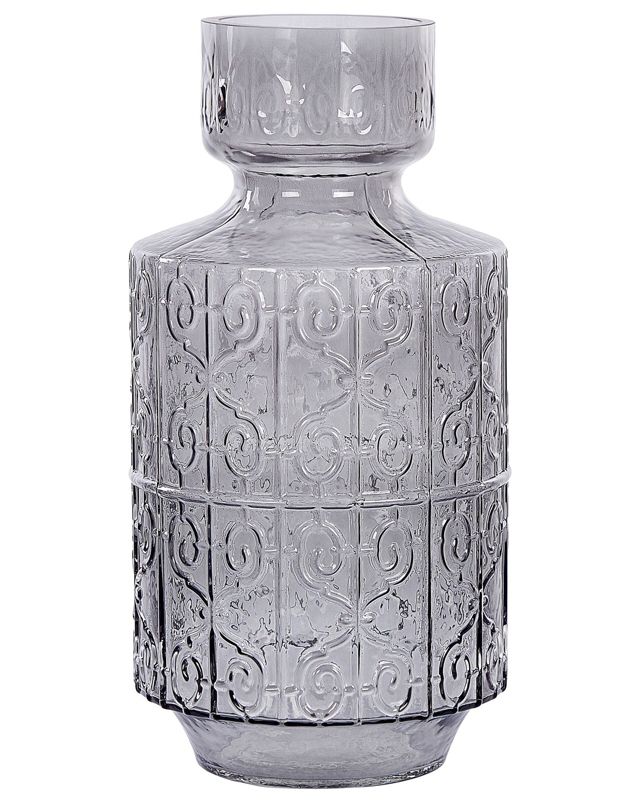 Dikella vase til blomster i gråt glas, 1 stk.