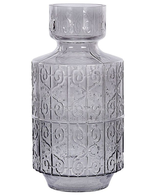 Dikella vase til blomster i gråt glas, 1 stk.