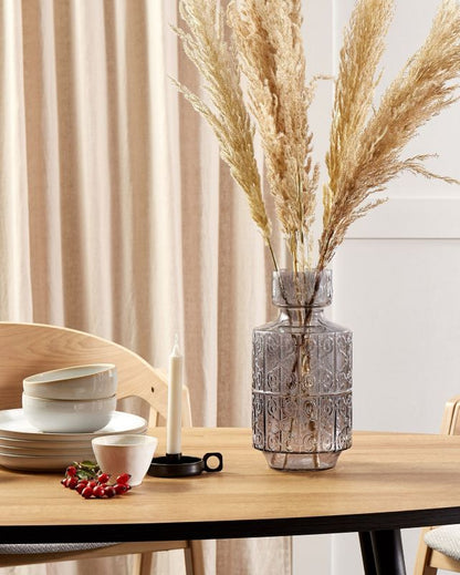 Dikella vase til blomster i gråt glas, 1 stk.