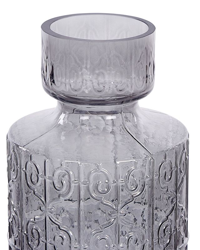 Dikella vase til blomster i gråt glas, 1 stk.