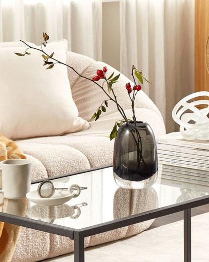 Fyska vase til blomster i mørkegråt glas, 1 stk.