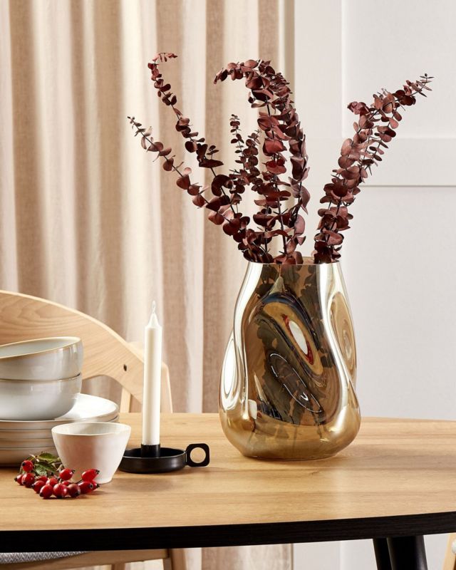 Imeros vase til blomster i glas med gylden-brun finish, 1 stk.