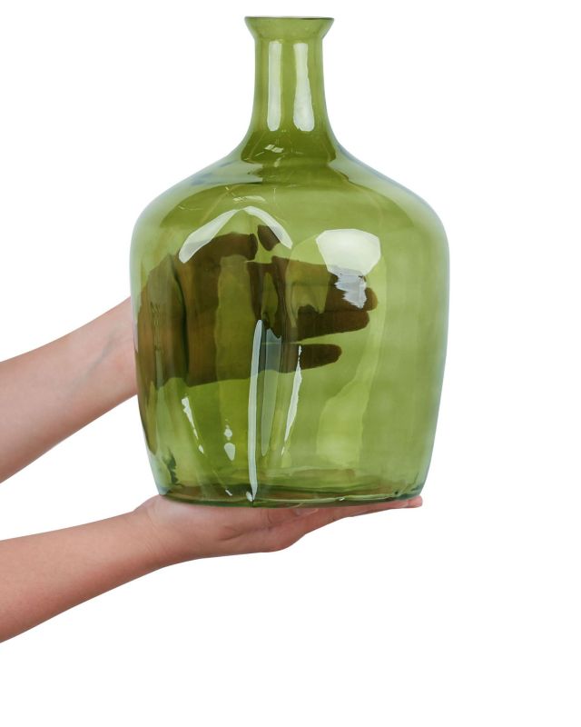 Kerala vase til blomster i olivengrønt glas, 1 stk.