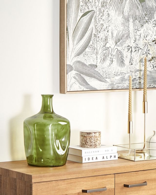 Kerala vase til blomster i olivengrønt glas, 1 stk.