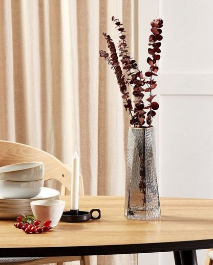 Lilaia vase til blomster i gråt glas, 1 stk.