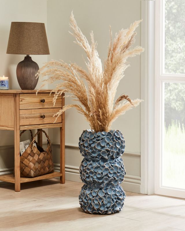 Muzaki keramik vase til blomster i blå, 1 stk.
