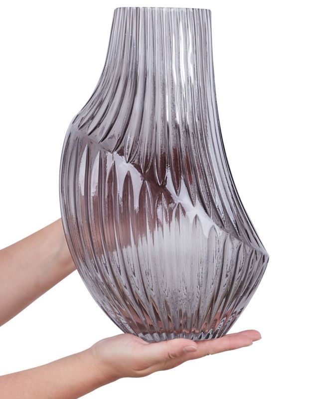 Myrsina vase til blomster i gråt glas, 1 stk.