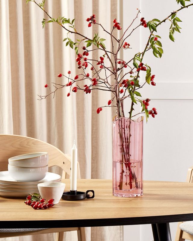 Perdiki vase til blomster i rosa glas, 1 stk.