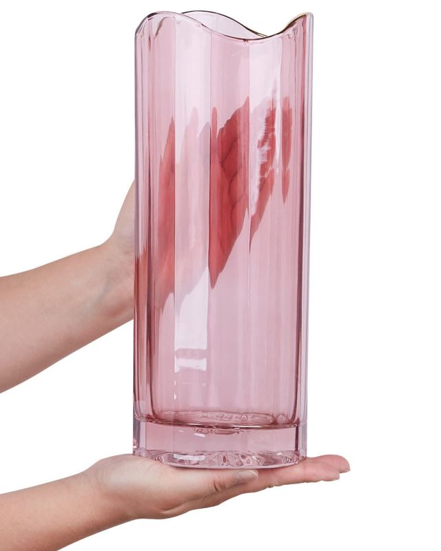 Perdiki vase til blomster i rosa glas, 1 stk.