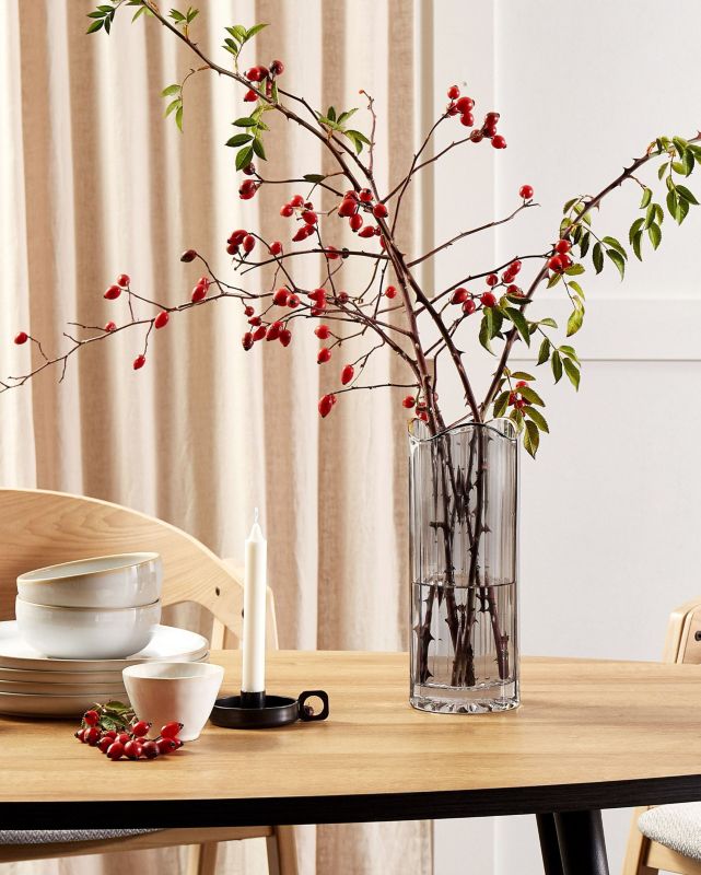 Perdiki vase til blomster i gråt glas, 1 stk.
