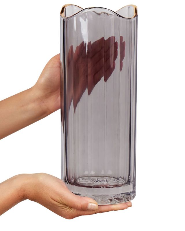 Perdiki vase til blomster i gråt glas, 1 stk.
