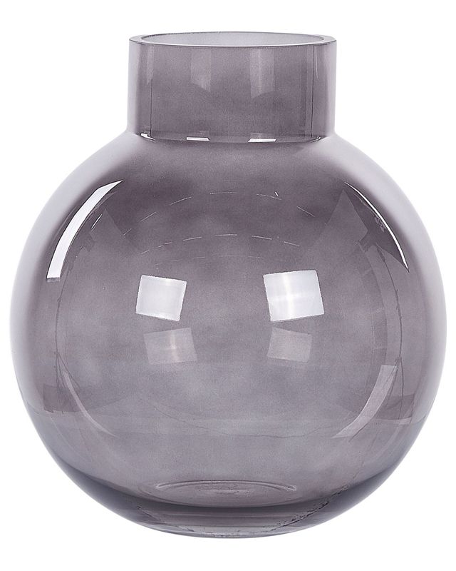 Polydrosos vase til blomster i gråt glas, 1 stk.