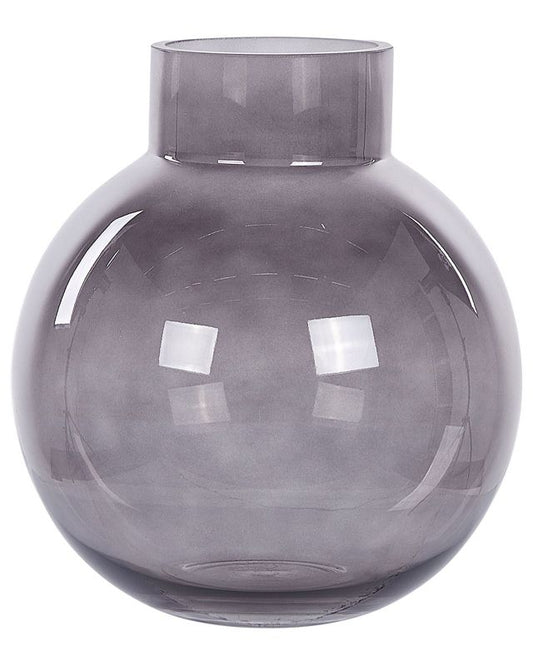 Polydrosos vase til blomster i gråt glas, 1 stk.