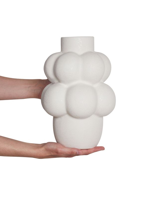 Vase til blomster Vimba keramik knækket hvid 1 stk.