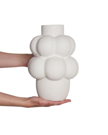 Vase til blomster Vimba keramik knækket hvid 1 stk.