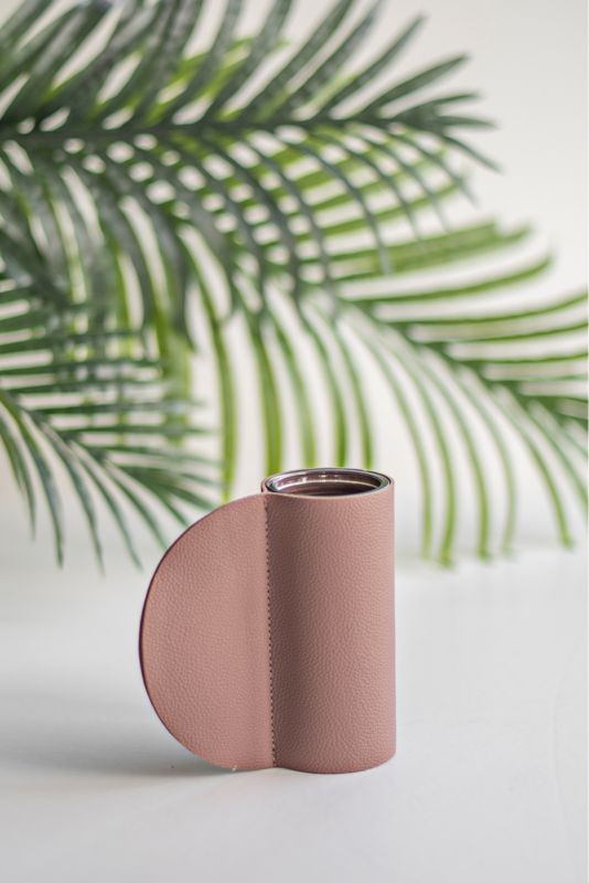 Glasvase med pink hylster 14 cm