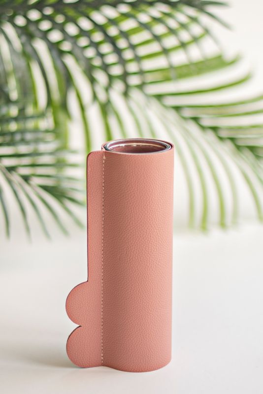 Glasvase med hylster 20,5 cm rosa