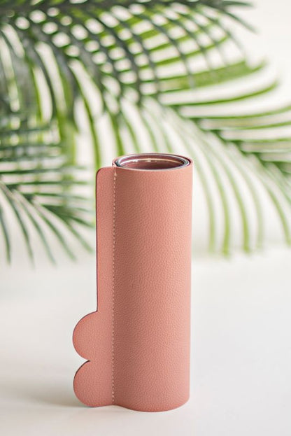 Glasvase med hylster 20,5 cm rosa