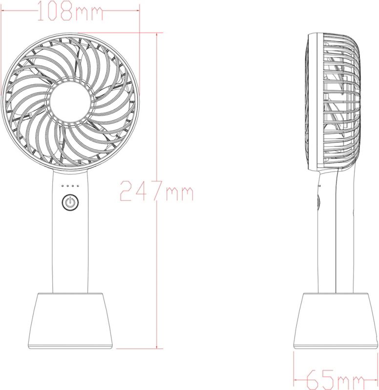 USB-lommeventilator 2200 mAh