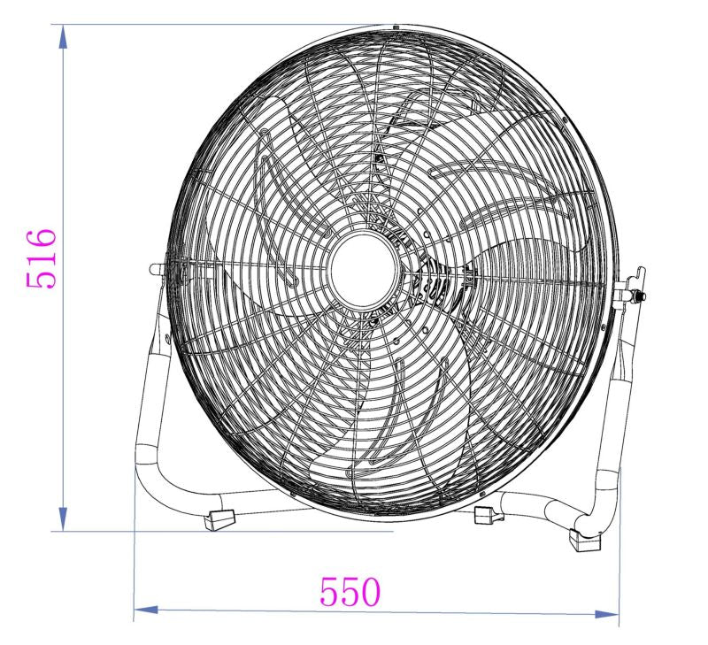Gulvventilator 110 W 45 cm krom