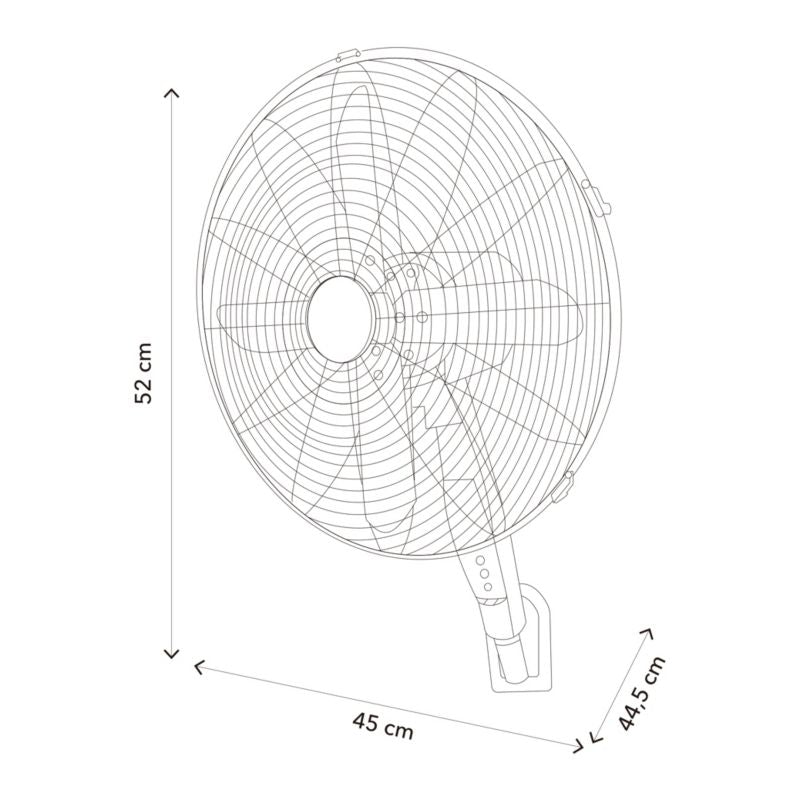 Vægbaseret ventilator 40 cm mat-sort