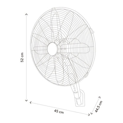 Vægbaseret ventilator 40 cm mat-sort