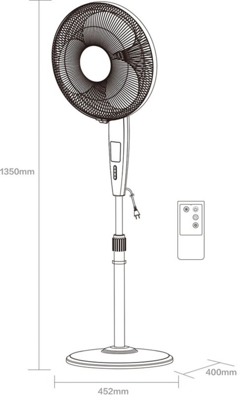 Stående ventilator 40 cm mat-sort