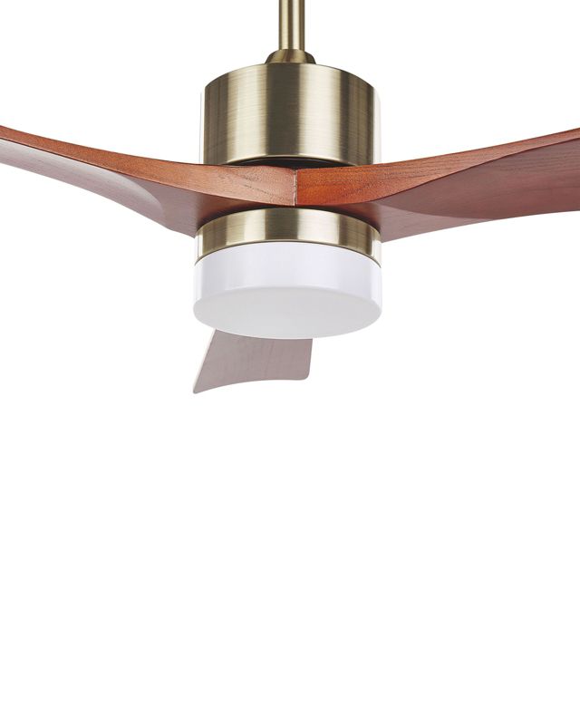 Loftventilator med lampe Aruwimi i messing, 1 stk.