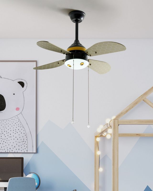 Loftventilator med lampe Dolores gul 1 stk.