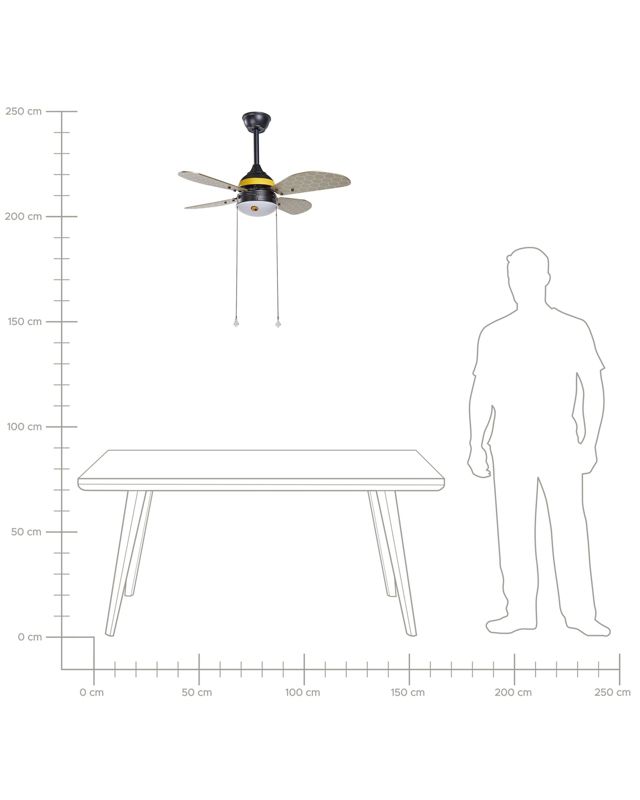 Loftventilator med lampe Dolores gul 1 stk.