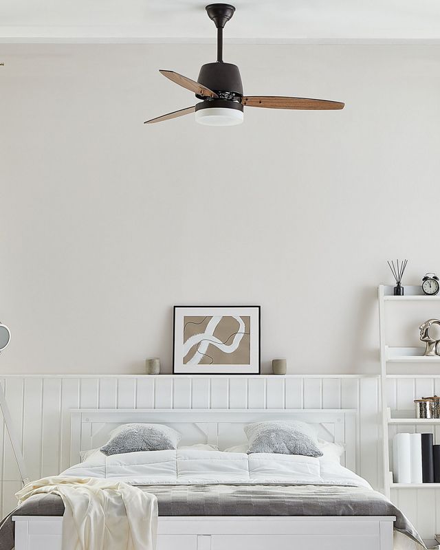 Loftventilator med lampe Mlava mørkt træ 1 stk.