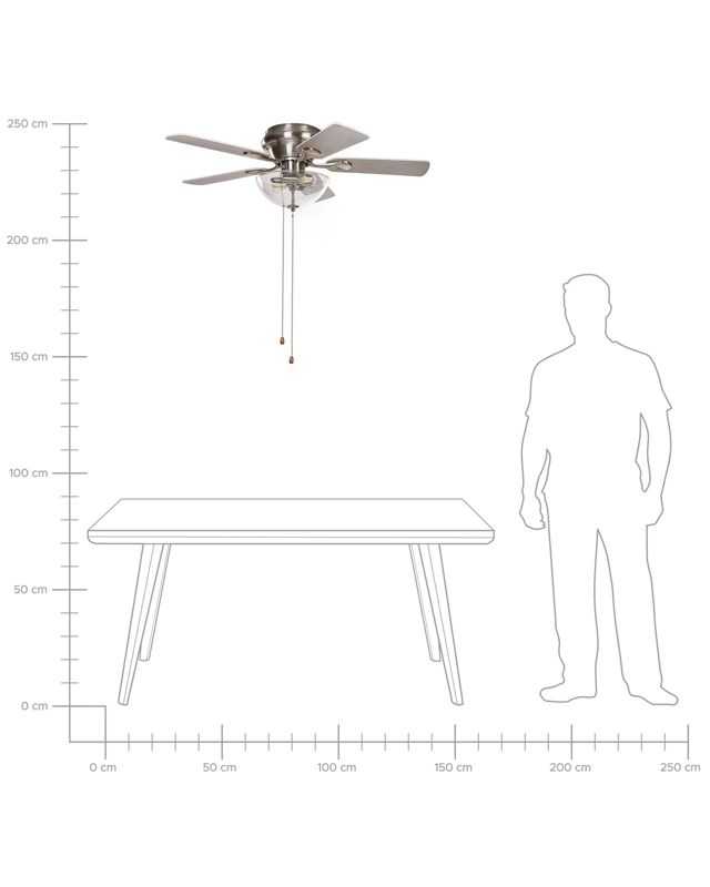 Loftventilator med lampe Sirama sølv 1 stk.