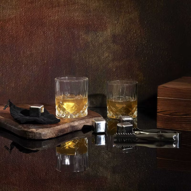 Whiskysæt On the Rocks 2 Glas 270 ml Stål