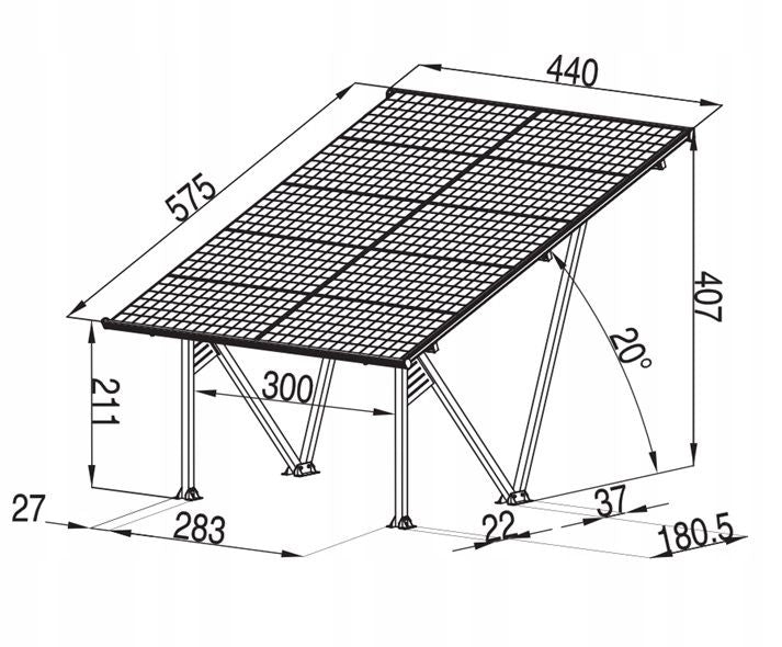 Carport Corciano til solcelleanlæg i aluminium, 1 stk.