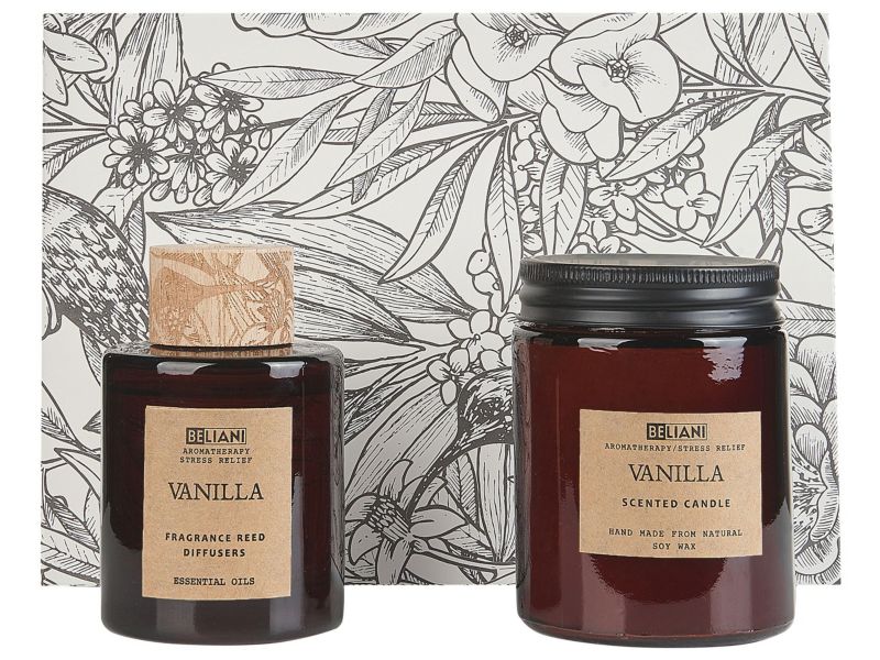Duftlys med duftpinde Dark elegance Sojavoks Blomsteragtige noter 1 sæt