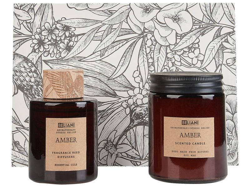 Duftlys med duftpinde Dark elegance Sojavoks Orientalske noter 1 sæt