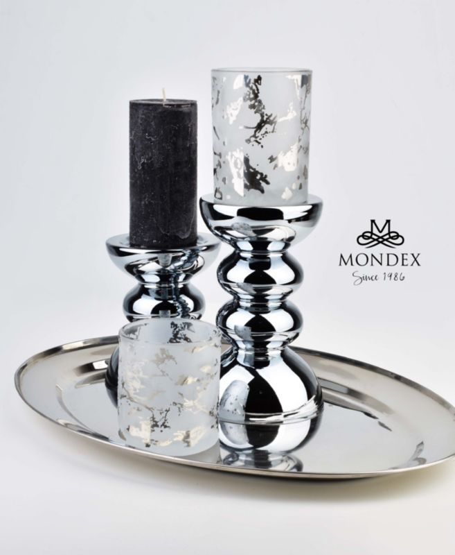 Mondex Rita glaslysestage 120 x 150 x 120 mm sølv, 1 stk.
