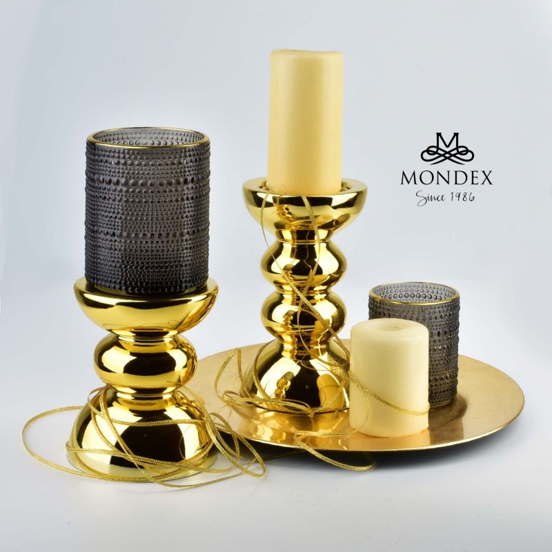MONDEX RITA glaslysestage 120 x 205 x 120 mm i guld, 1 stk.