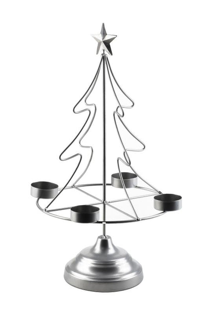 MONDEX SANTA metallysestage i juletrædesign 23,5 x 38 x 11 cm sølv, 1 stk.