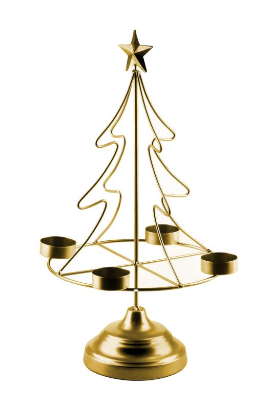 MONDEX SANTA metallysestage i juletræsdesign 23,5 x 38 x 11 cm, guld, 1 stk.
