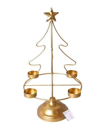 MONDEX SANTA metallysestage i juletræsdesign 23,5 x 38 x 11 cm, guld, 1 stk.