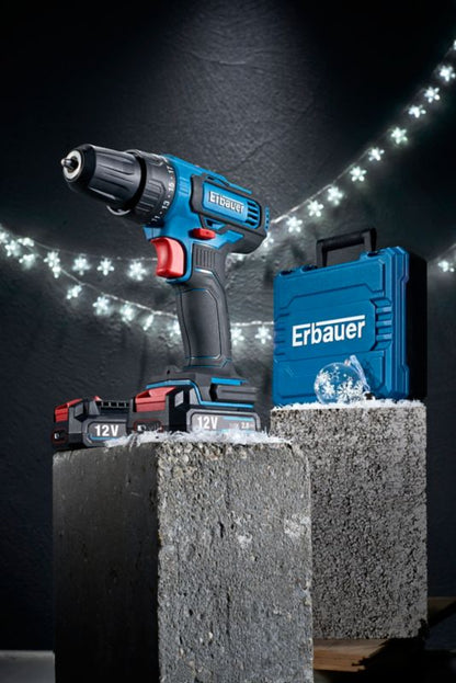 Erbauer 12 V 2 x 2,0 Ah akku-boremaskine og skruemaskine