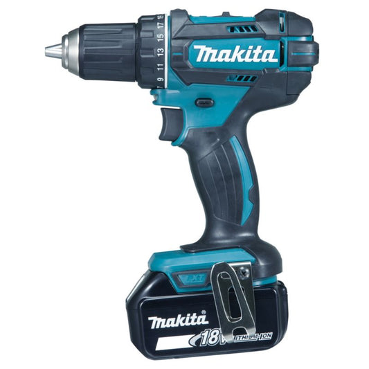 Makita 18 V DDF482RFJ bore- og skruemaskine med 2 x 3,0 Ah batterier