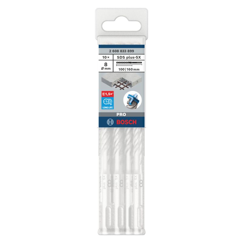 Bosch Pro SDS+ bor 8 x 100 x 160 mm, 10 stk.